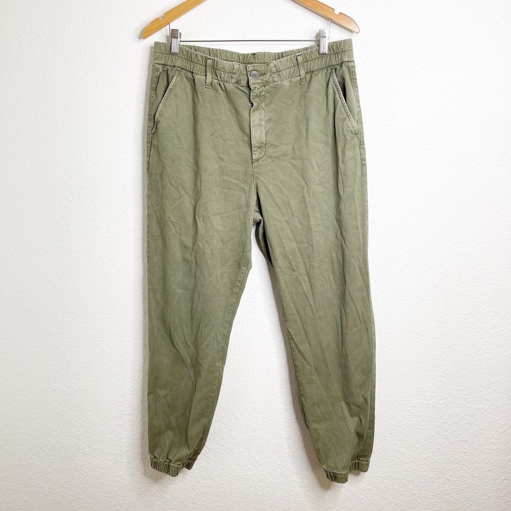 AG Adriano Goldschmied Womens Olive Green Elastic Waist Jogger Pants Trousers
